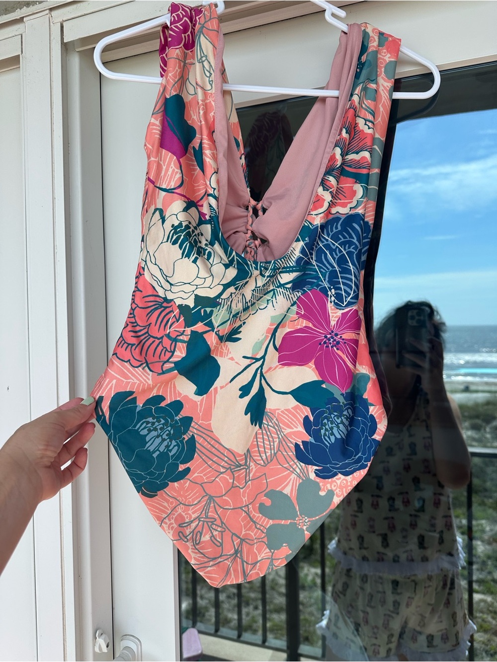 Floral Pink & Teal One-Piece Swimsuit